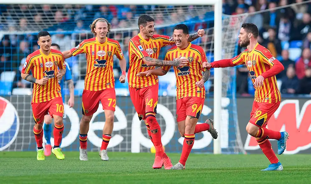 Gianluca Lapadula aportó con un doblete en en la victoria 3-2 del Lecce sobre Napoli. Foto: ESPN.