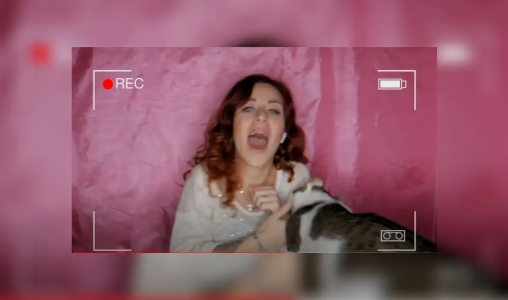 Video es viral en YouTube. Felino adoptó una conducta agresiva cuando notó que la joven intentaba alejarlo para poder grabar su video. Fotocaptura: YouTube