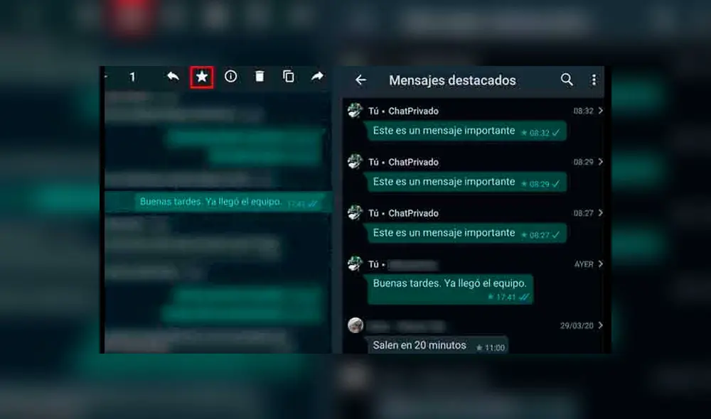 "Mensajes destacados" en WhatsApp. (Foto: Composición LR).