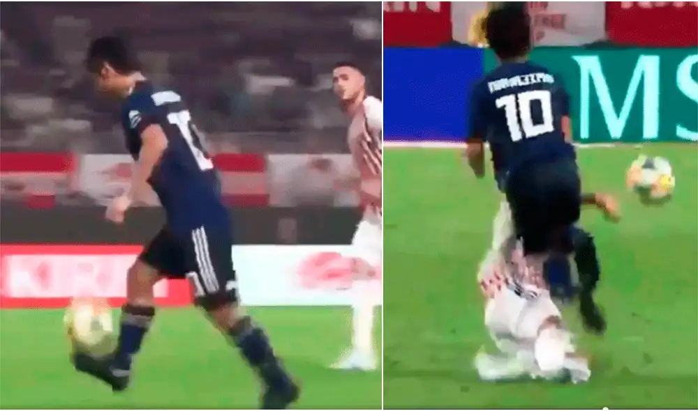 Nakajima se burló de la selección paraguaya y Antonio Sanabria le propinó una tremenda 'plancha'. Nakajima se burló de la selección paraguaya y Antonio Sanabria le propinó una tremenda 'plancha'.