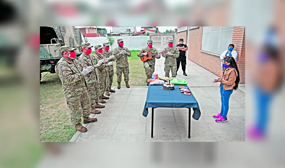 El equipo de siete militares quiso dar una sorpresa a Luisana.