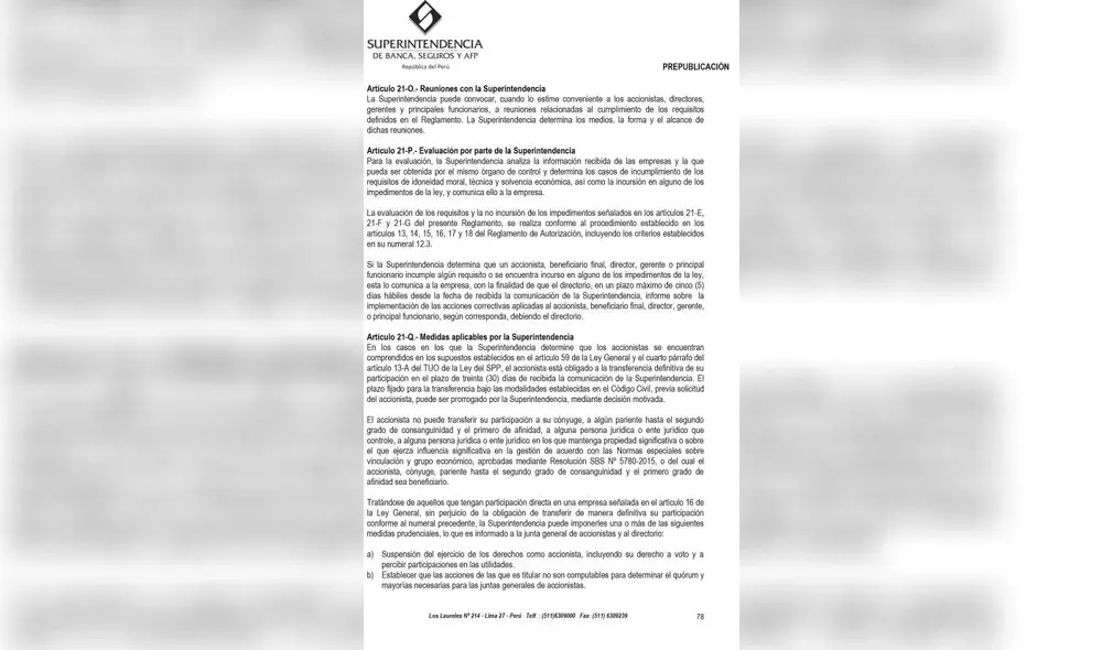 Reglamento de la SBS sobre los accionistas es inconstitucional