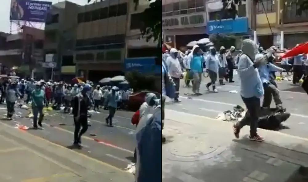 Manifestantes exigen también mejoras de condiciones salariales. Foto: composición/captura de Canal N Manifestantes exigen también mejoras de condiciones salariales. Foto: composición/captura de Canal N