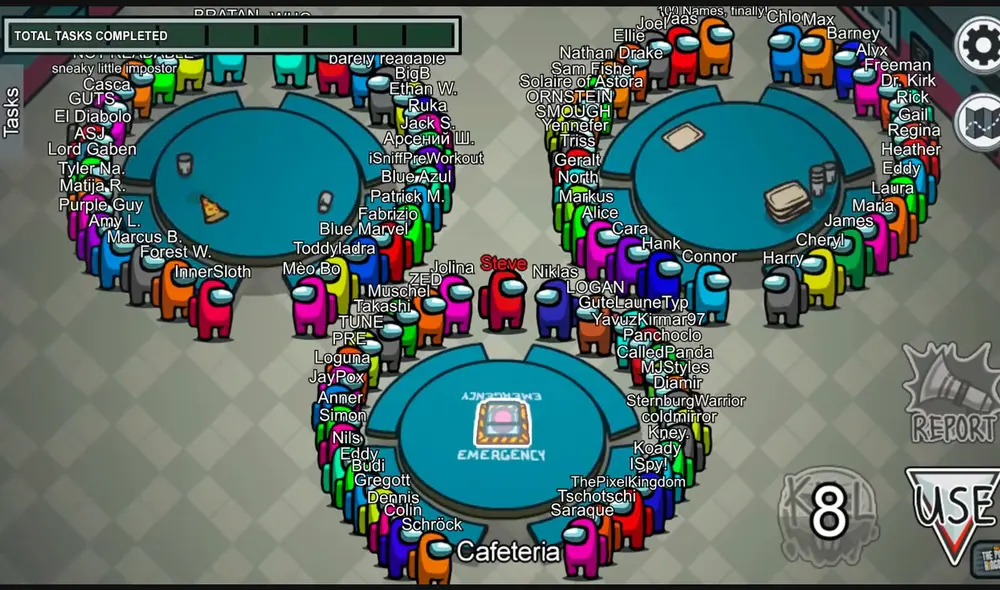 ¿Te imaginas ser el único impostor y tener que pasar desapercibido entre otros 99 jugadores de Among Us? Foto: The Pixel Kingdom/YouTube