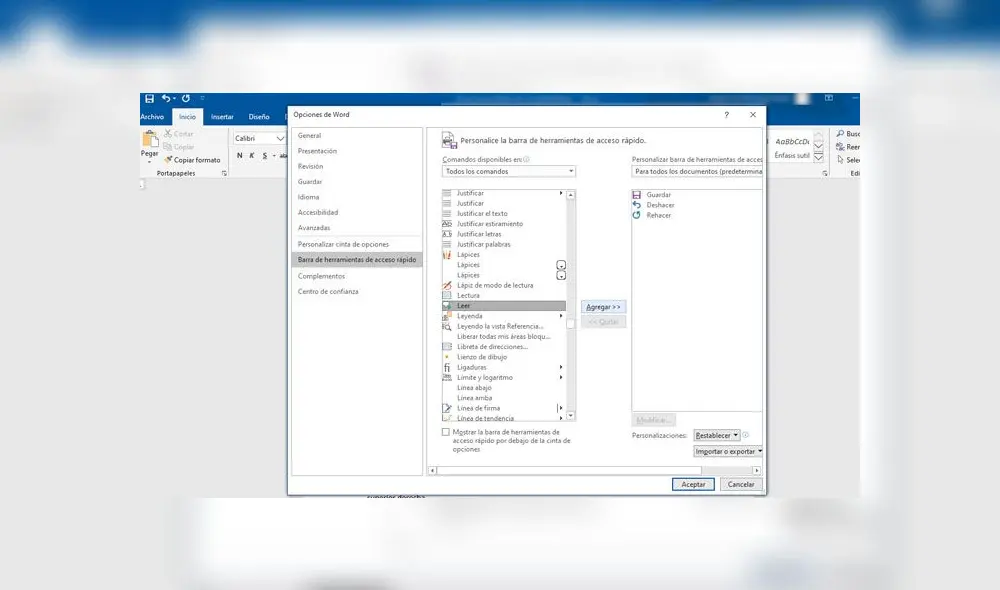 Seleccionar el comando Leer