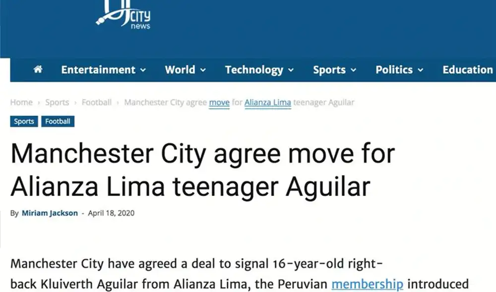 La prensa internacional destacó el pase de Kluiverth Aguilar al Manchester City. La prensa internacional destacó el pase de Kluiverth Aguilar al Manchester City.