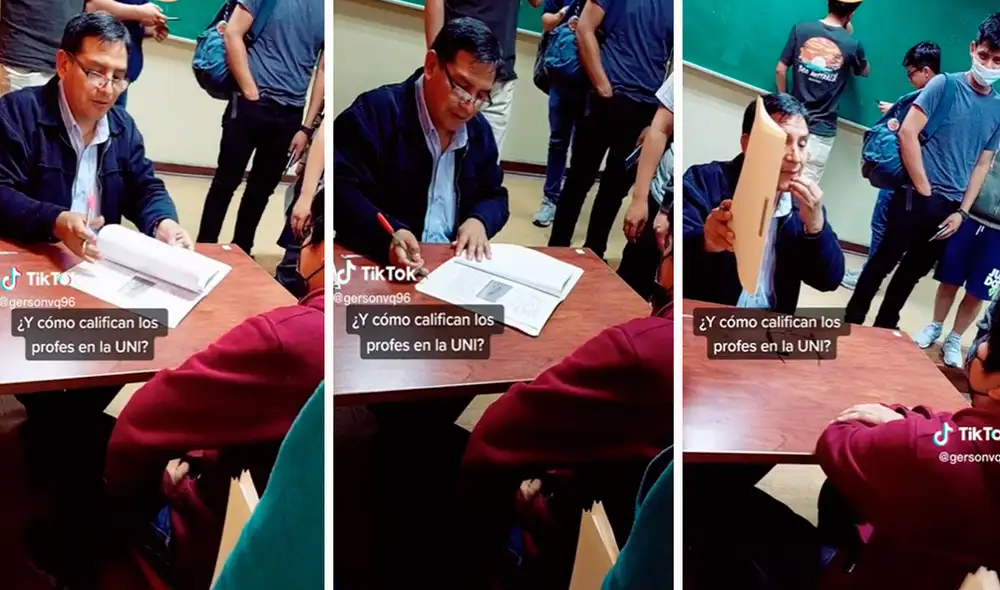 Tras esperar a sus demás compañeros, el joven se colocó frente a su maestro para escuchar sus indicaciones sobre su trabajo. Foto: composición LR/TikTok/@gersonvq96