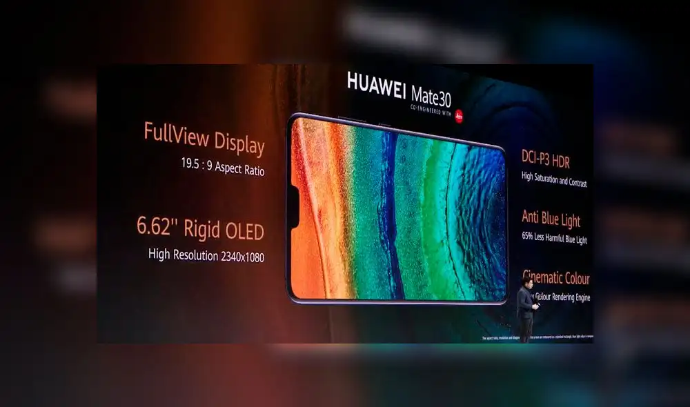 El Huawei Mate 30 llega con un panel OLED con una diagonal de 6,62 pulgadas. El Huawei Mate 30 llega con un panel OLED con una diagonal de 6,62 pulgadas.