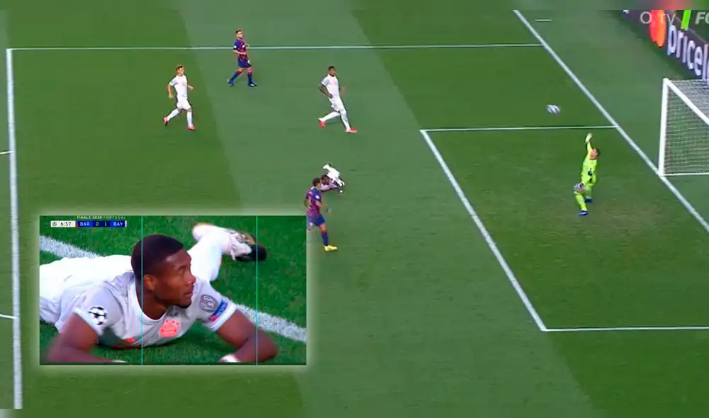 Autogol de David Alaba en el Barcelona vs. Bayern Múnich. Captura O2 Fotbal Autogol de David Alaba en el Barcelona vs. Bayern Múnich. Captura O2 Fotbal