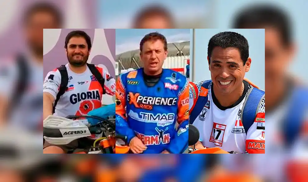 Peruanos Sebastián Cavallero, Carlo Vellutino y Lalo Burga avanzan a la cuarta etapa del Dakar 2020 en motos. Foto: composición