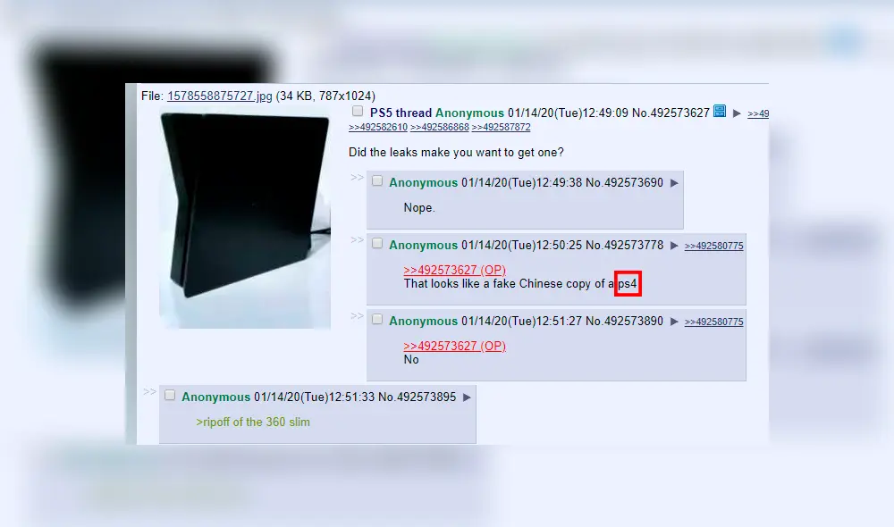 La imagen se filtró en el portal 4channel. La imagen se filtró en el portal 4channel.
