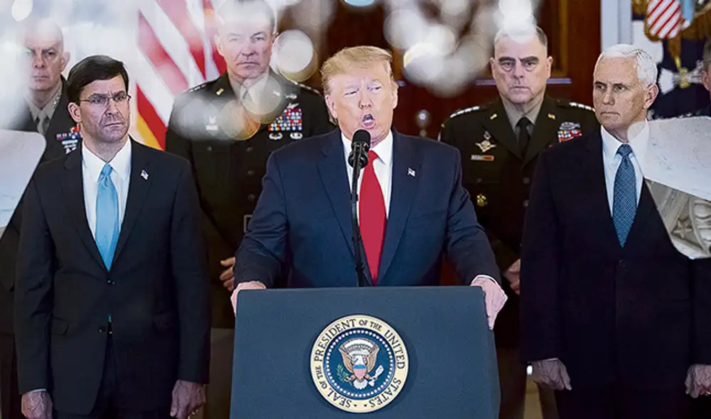 Mensaje. Presidente Donald Trump bajó un poco el tono en la crisis que sostiene con Irán. Foto: EFE.
