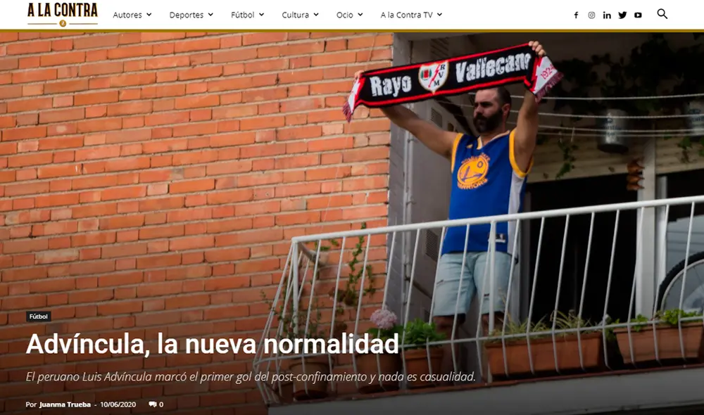 Luis Advíncula metió un golazo con el Rayo Vallecano hoy miércoles 10 en LaLiga SmartBank. Foto: https://alacontra.es/ Luis Advíncula metió un golazo con el Rayo Vallecano hoy miércoles 10 en LaLiga SmartBank. Foto: https://alacontra.es/
