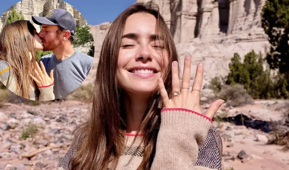 En las instantáneas se puede observar a Charlie McDowell de rodillas mostrando el anillo de compromiso y a una emocionada Lily Collins. | Foto: Instagram En las instantáneas se puede observar a Charlie McDowell de rodillas mostrando el anillo de compromiso y a una emocionada Lily Collins. | Foto: Instagram