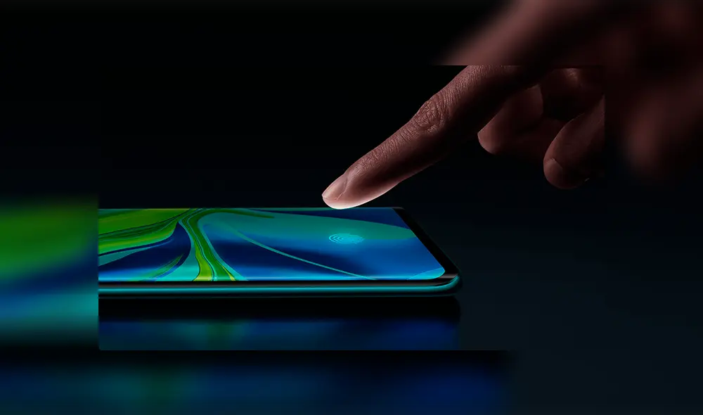 Sensor de huellas integrado bajo la pantalla del Mi Note 10.