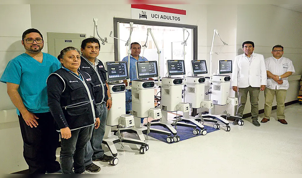 Ventiladores. Son recepcionados por médicos de hospital. Ventiladores. Son recepcionados por médicos de hospital.