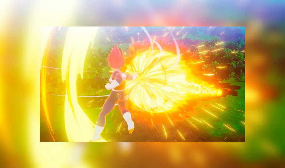 Vegeta se transforma en Super Saiyajin Dios en Dragon Ball Z Kakarot.