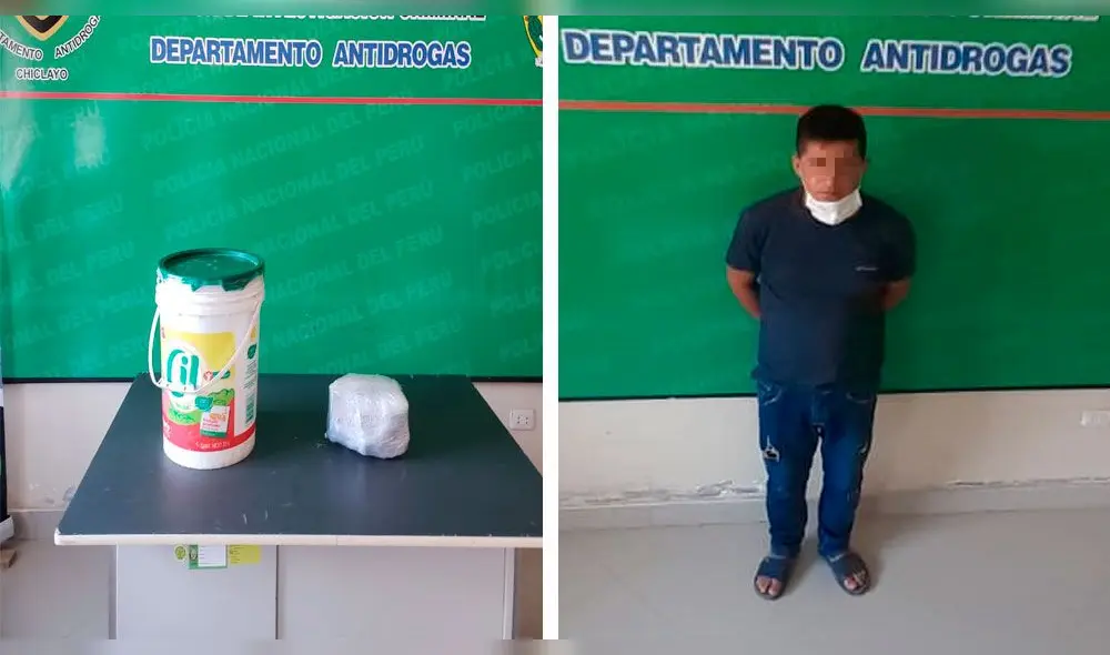 Policía interviene a sujeto con droga en distrito de Jayanca. (Foto PNP.