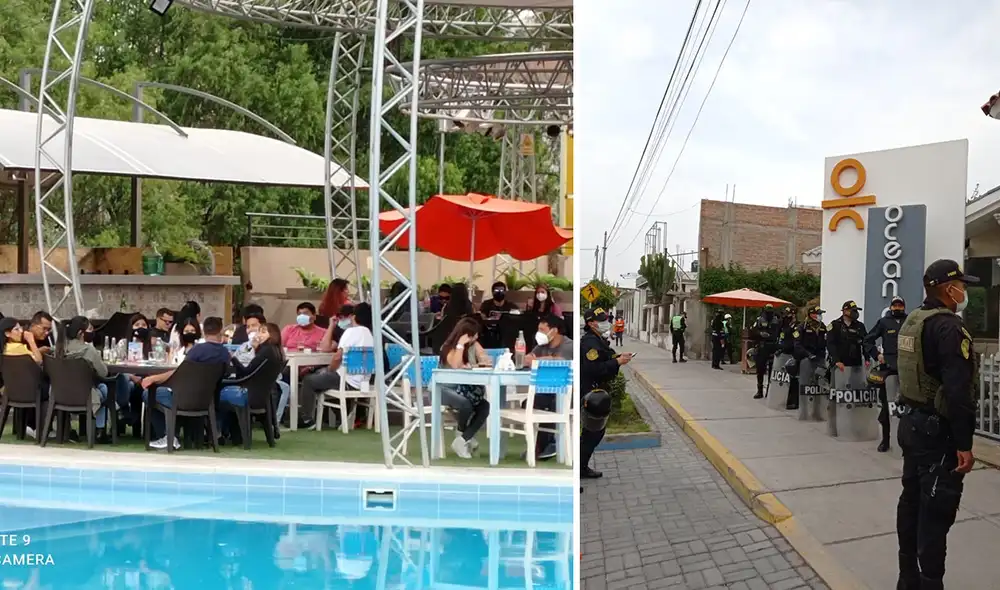 Local ubicado en la avenida Arancota en Sachaca no contaba con licencia de funcionamiento. Se halló a 145 personas. Foto: PNP