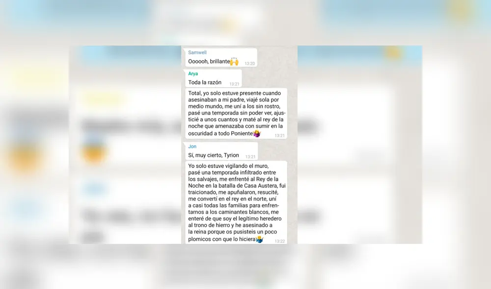 El último capítulo de Game of Thrones explicado como un grupo de WhatsApp [FOTOS]