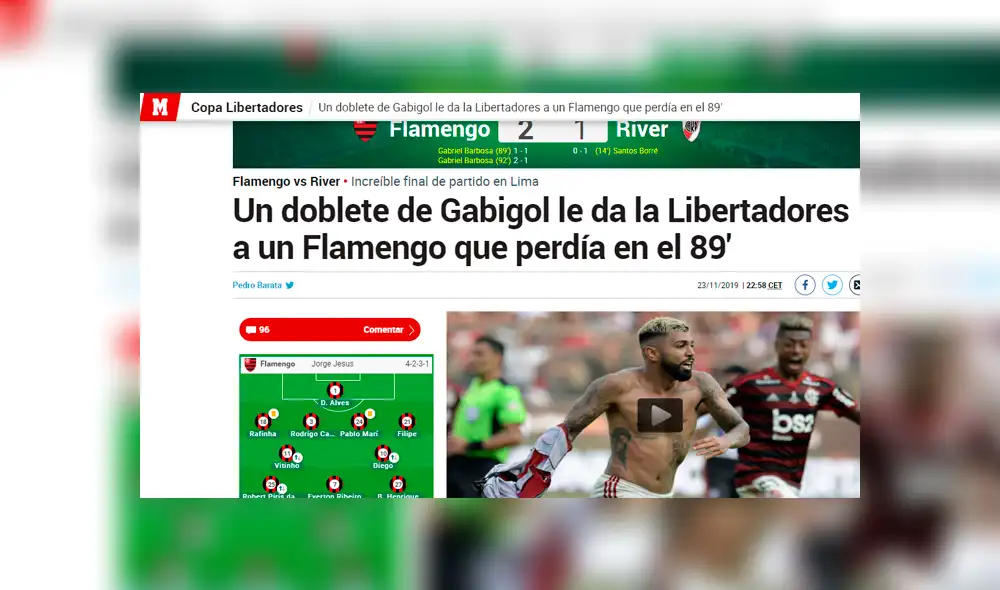 Flamengo se coronó campeón de la Libertadores por segunda vez en su historia. Foto: Marca