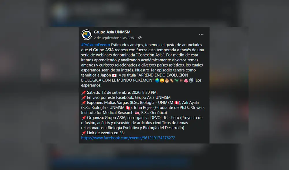 Desliza las imágenes hacia la izquierda para saber información sobre este evento que se ha vuelto tendencia. Foto: Grupo Asia UNMSM.