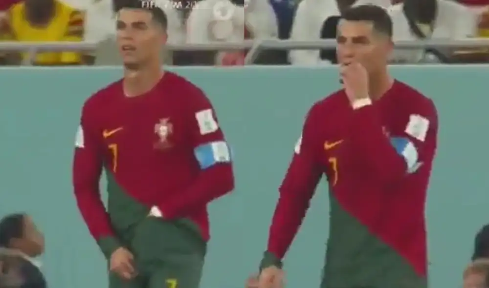 Cristiano Ronaldo tuvo un insólito comportamiento en el Portugal vs. Ghana. Foto: composición LR/Twitter