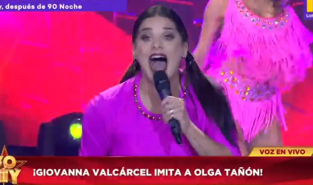 Giovanna Valcárcel imita a Olga Tañón en Yo soy temporada 28. Foto: captura Latina
