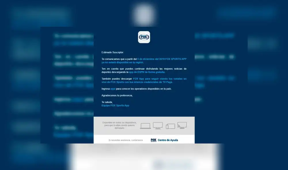 Fox Sports dará de baja su aplicación y pide a usuarios migrar a ESPN Fox Sports dará de baja su aplicación y pide a usuarios migrar a ESPN