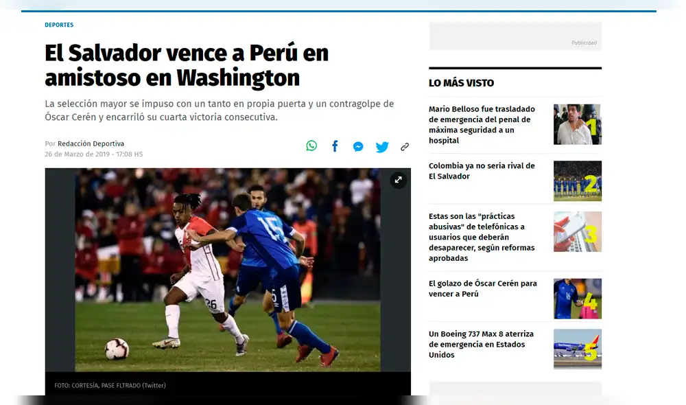 La reacción de la prensa de El Salvador tras su victoria ante Perú [FOTOS]