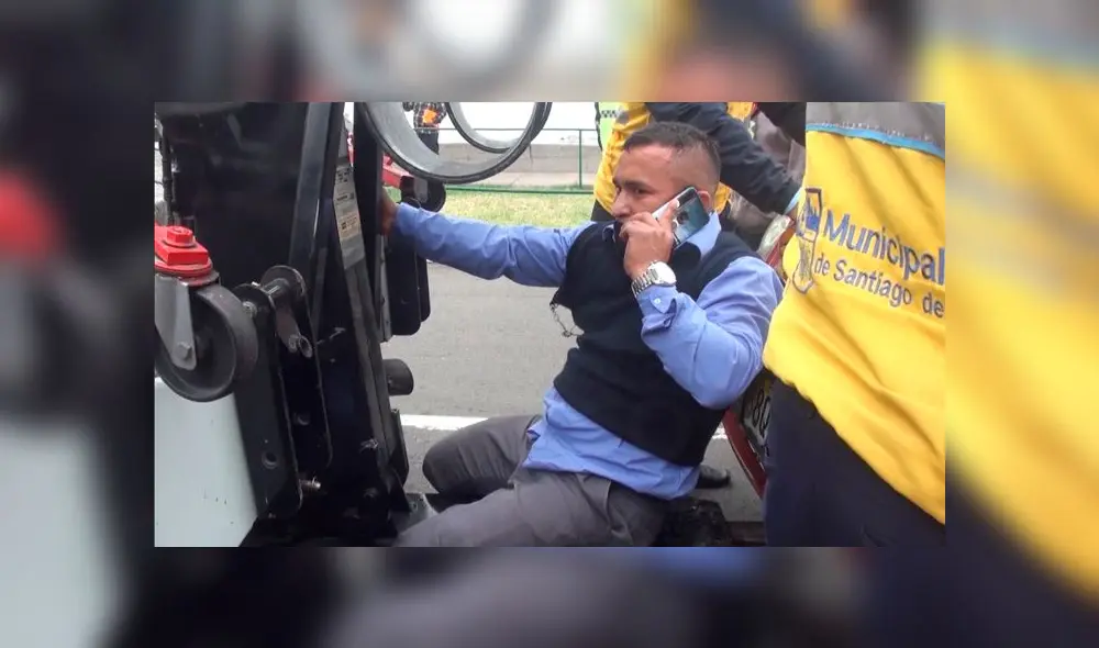 Conductor no se quiso identificar ante personal municipal. Foto: Cortesía/ Municipalidad de Surco. Conductor no se quiso identificar ante personal municipal. Foto: Cortesía/ Municipalidad de Surco.