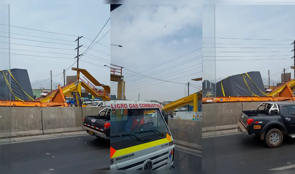 Panamericana Norte: Camión tumba puente y este cae encima de auto [VIDEO]
