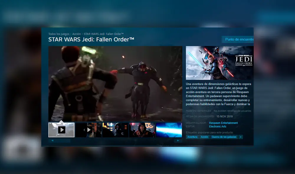 Star Wars Jedi Fallen Order ya tiene página de Steam.