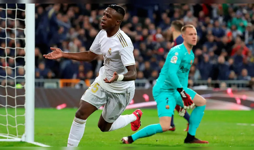 Vinícius Jr. marcó el 1-0 en el clásico español a los 71'. Foto: EFE