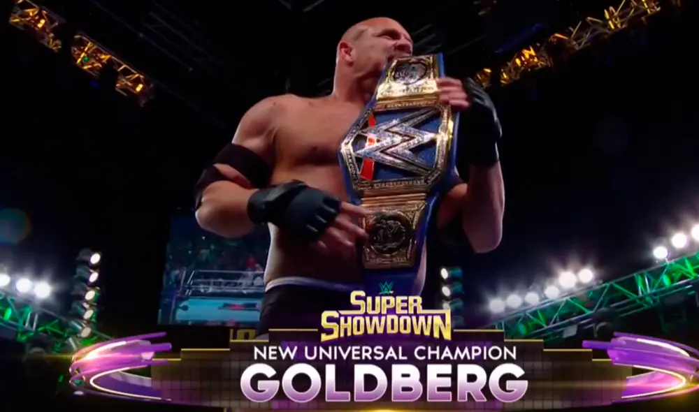 Goldberg derrotó a The Fiend Bray Wyatt y se coronó campeón Universal en WWE Super ShowDown. | Foto: Fox Action