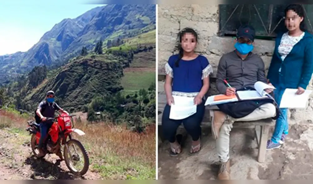 Profesor recorre zonas alejas en moto y reparte clases. Profesor recorre zonas alejas en moto y reparte clases.