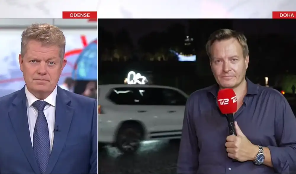 Autoridades de Qatar interrumpen transmisión de TV danesa. Video y foto: Twitter @RasmusTantholdt Autoridades de Qatar interrumpen transmisión de TV danesa. Video y foto: Twitter @RasmusTantholdt