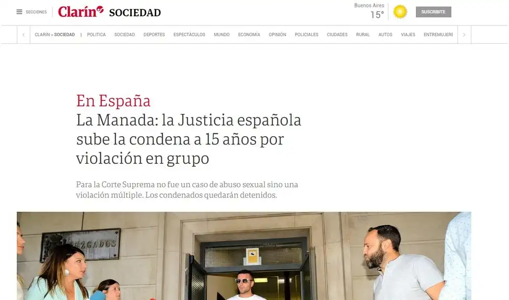 Así informa la prensa internacional sobre el fallo en el caso La Manada. Foto: Captura.