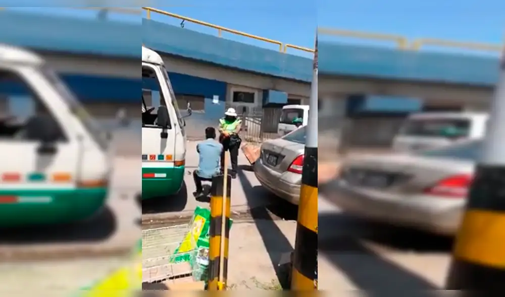 En Facebook: policía castiga con ejercicio físico a chofer de bus en Arequipa [VIDEO]