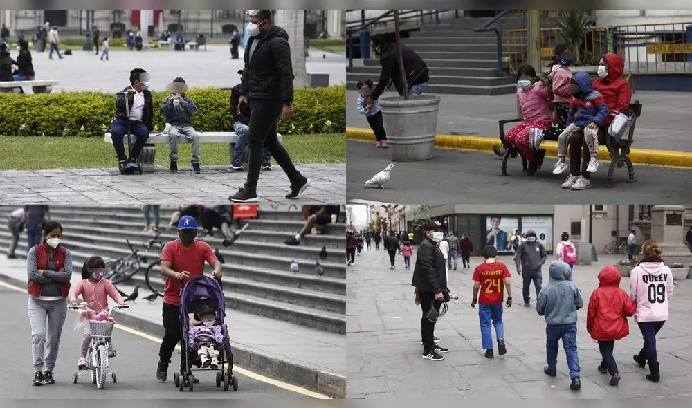 Menores pasearon entre la muchedumbre del Centro de Lima. (Foto: Marco Cotrina / La República) Menores pasearon entre la muchedumbre del Centro de Lima. (Foto: Marco Cotrina / La República)