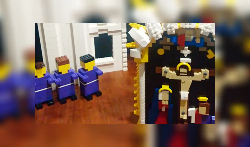 Escultura del Señor de los Milagros con legos. Foto: Andina