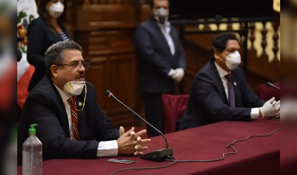 Manuel Merino dirigió este jueves una conferencia de prensa. Foto: Melissa Merino / La República Manuel Merino dirigió este jueves una conferencia de prensa. Foto: Melissa Merino / La República