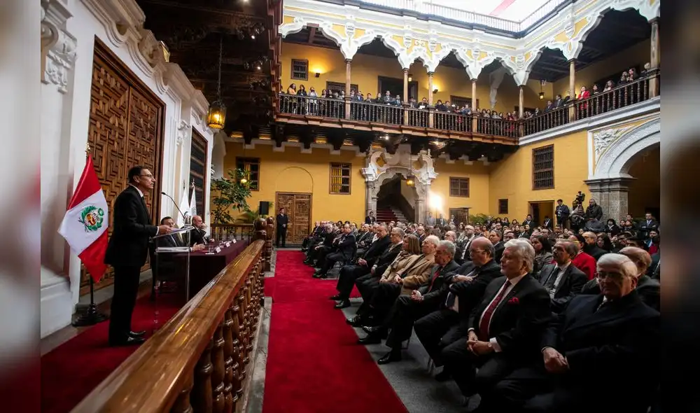 Cancillería. Vizcarra brinda su discurso en la celebración por los 198 años del Ministerio de Relaciones Exteriores.