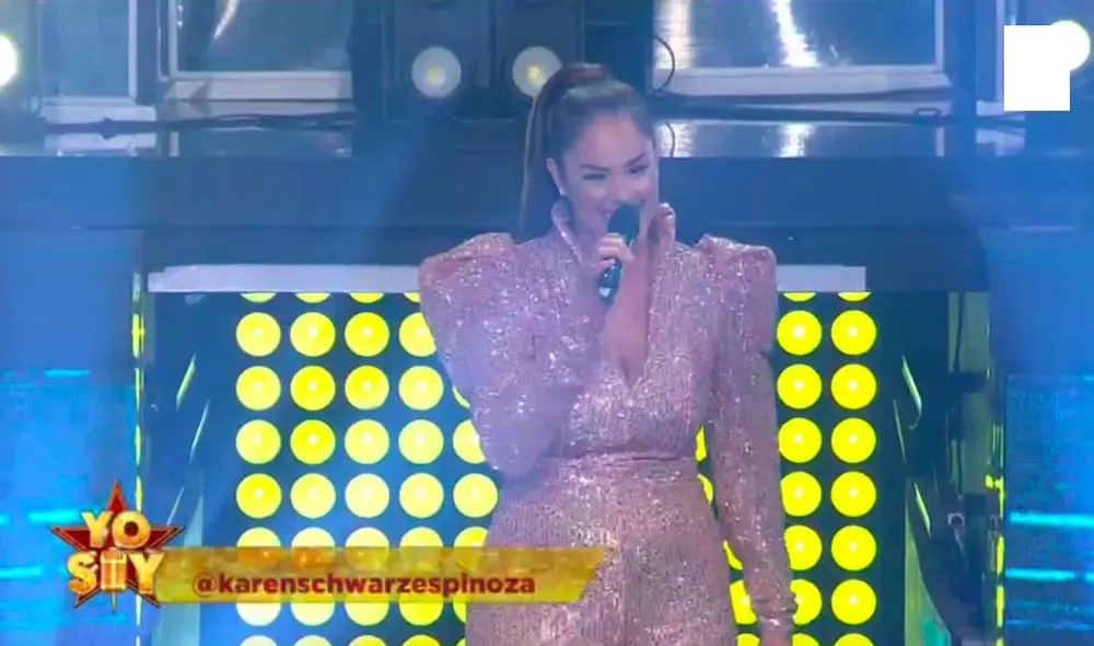 Tras recibir el aplauso de los miembros del jurado, Karen Schwarz expresó estar agradecida de poder volver a pisar el escenario del programa. Foto: captura Latina Tras recibir el aplauso de los miembros del jurado, Karen Schwarz expresó estar agradecida de poder volver a pisar el escenario del programa. Foto: captura Latina