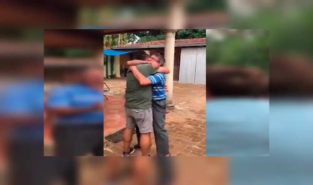 En Facebook, un señor fue sorprendido en el día de su cumpleaños al recibir la visita de su primogénito.