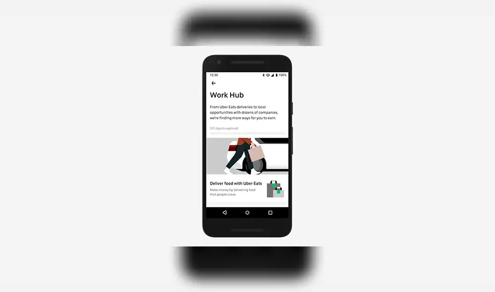 La sección Work Hub se ha implementado en la aplicación Uber Driver.