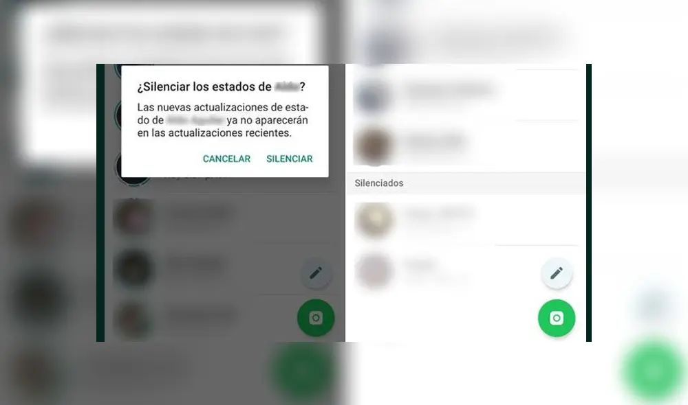 Evita ver los estados de contactos 'no deseados'.