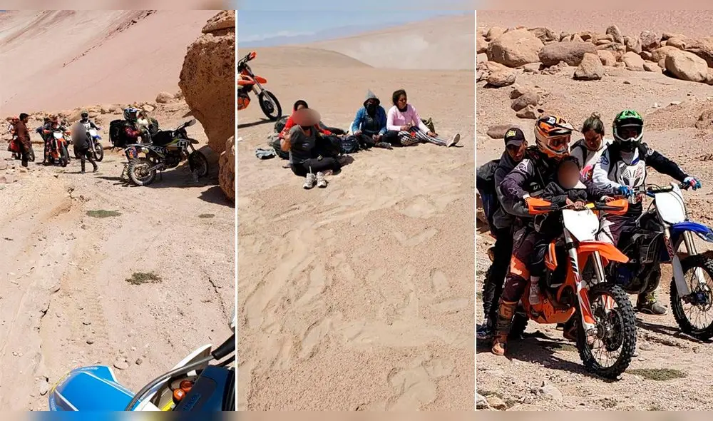 Motocilistas ayudaron a migrantes que cruzaban el desierto que une a Perú con Chile. Foto: Bastian Moreno Motocilistas ayudaron a migrantes que cruzaban el desierto que une a Perú con Chile. Foto: Bastian Moreno