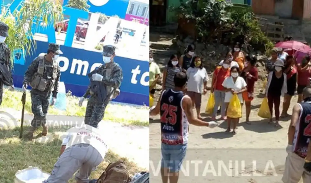 Barras de Alianza y Universitario se juntaron para dar víveres en Ventanilla. Foto: Ventanilla Noticias