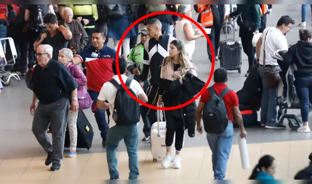 Alondra García Miró y Paolo Guerrero viajaron juntos a Brasil luego del partido Perú vs. Uruguay. Fuente: Rodolfo Contreras